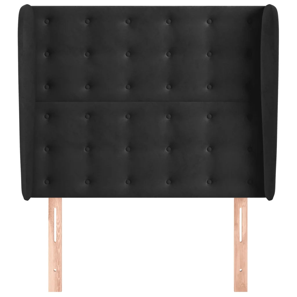 Testiera | Testata ad Orecchio Nera 103x23x118/128 cm in Velluto