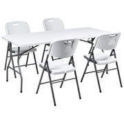 Set da pranzo da giardino a 4 posti Materiale sintetico bianco 180 x 74 Tavolo e 4 sedie pieghevoli con gambe in metallo