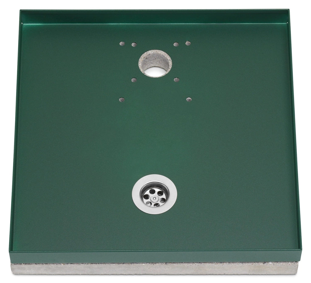 Base Portaciottolo per Fontane 40x40x8 cm in Metallo con Base in Cemento Belfer 42/BSE/10 Verde