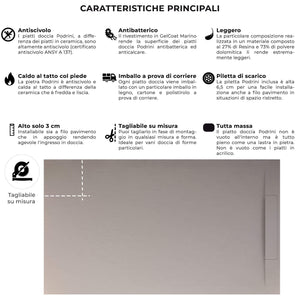 Piatto Doccia in Pietra 90x120 cm Bonussi Ardesia Calcutta Grigio Chiaro