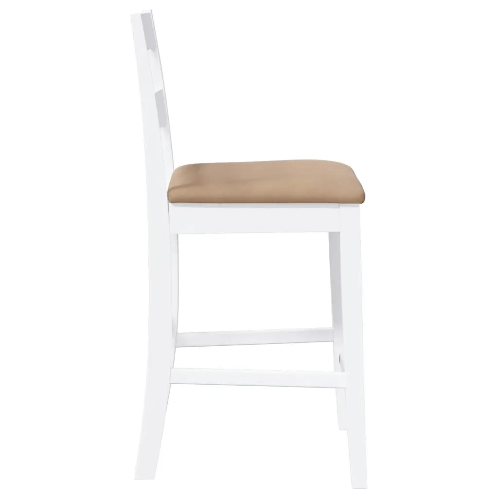 vidaXL Sgabelli da Bar con Cuscini 2 pz Bianco Legno Massello di Hevea