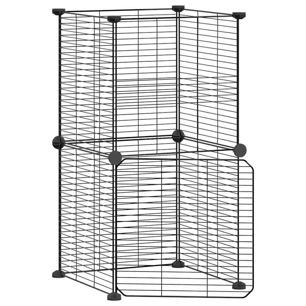 Gabbia per animali domestici a 8 pannelli con porta 35 x 35 cm Nero 02_0041608
