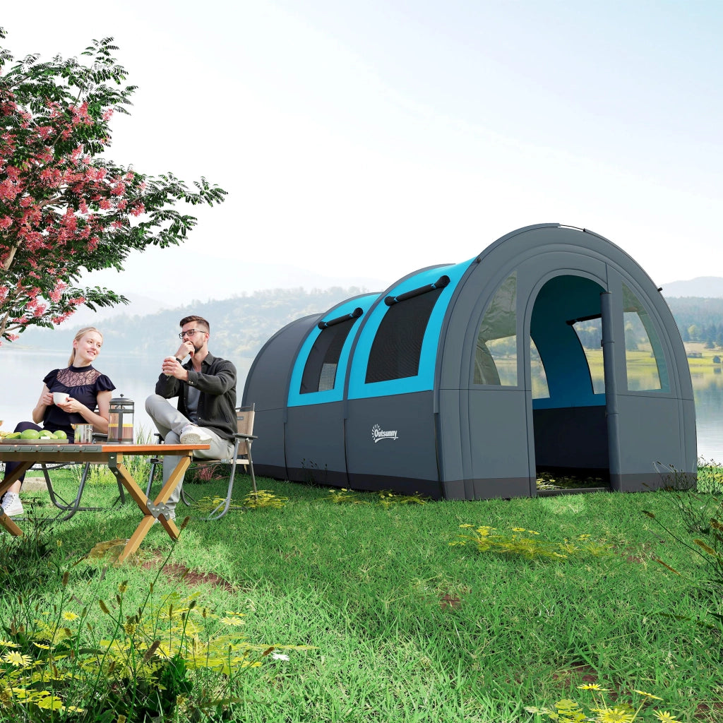Tenda da campeggio 6 posti familiare con zone separate impermeabile ¨C zephmum ¨C Grigio/Blu