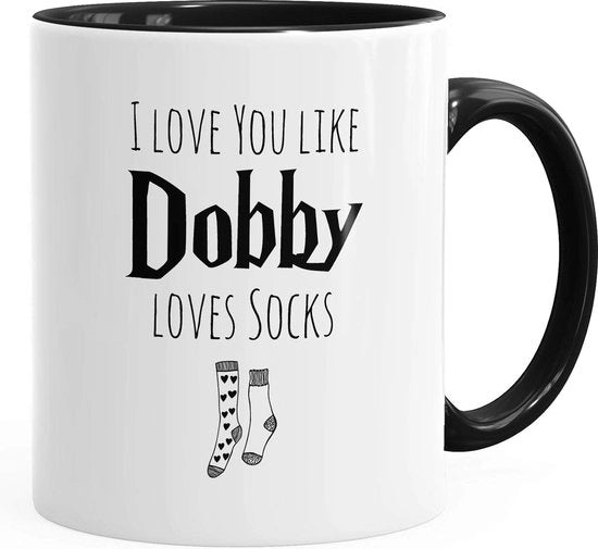 Cadeaumok Amore come Dobby ama calze koffiemok tazza da tè ceramica nera unico modello