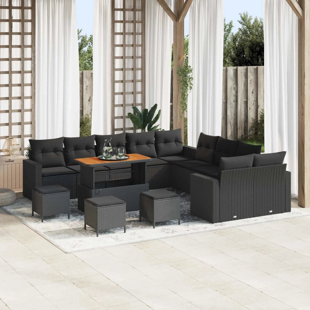 Set Divano da Giardino 14 pcs Nero polyrattan 3361679