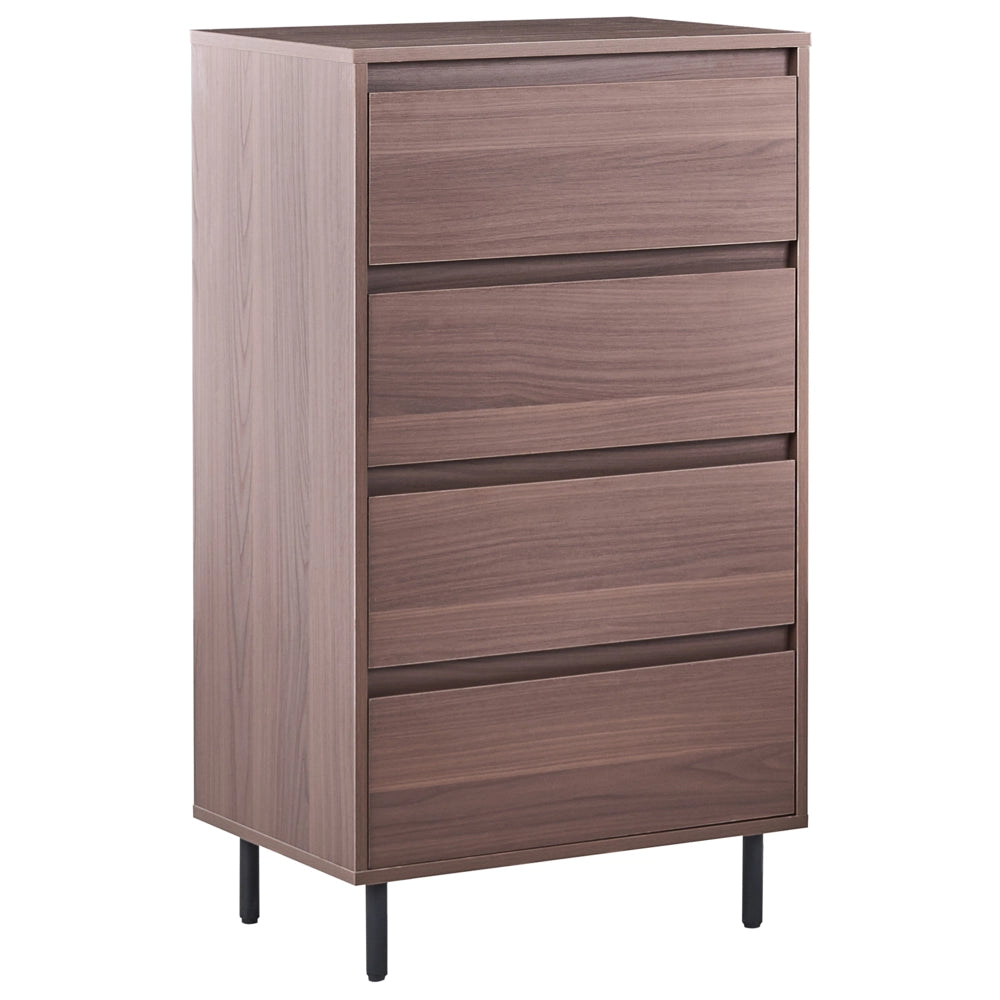 Credenza in legno chiaro metallo gambe nere 60 x 40 x 104 cm con 4 cassetti soggiorno camera da letto corridoio mobile contenitore scandinavo