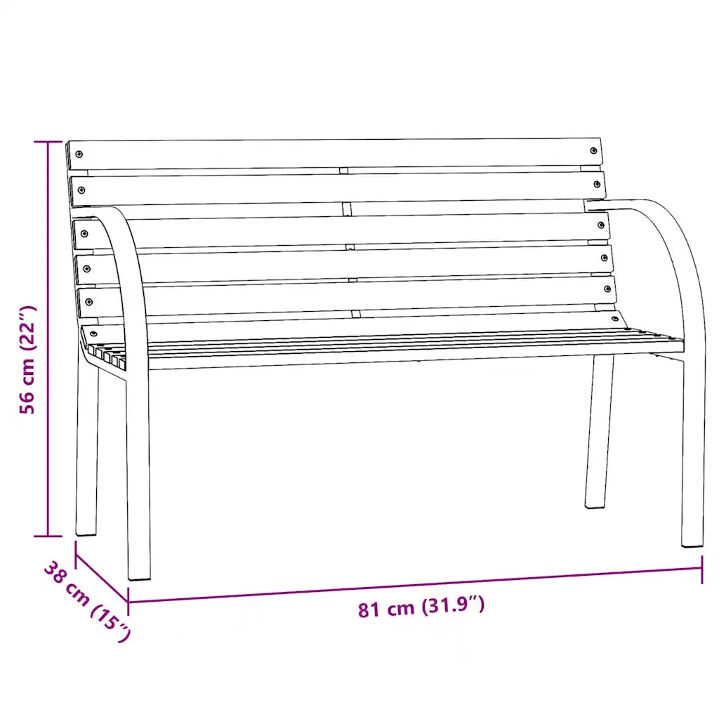 Panca da Giardino Doppia 81 cm in Legno di Abete Cinese 317119