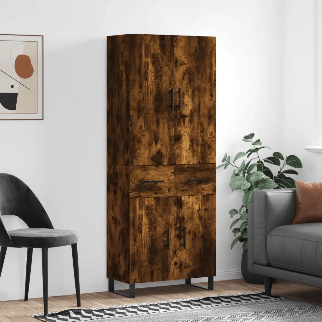 Credenza | Madia | Buffet da pranzo | Armadio da pranzo Rovere Fumo 69,5x34x180 cm in Legno Multistrato