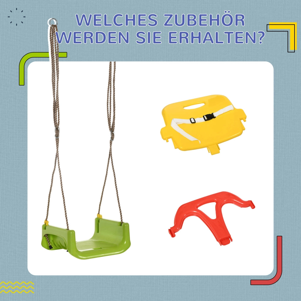 Altalena per bambini regolabile con schienale e cintura di sicurezza ¨C zephmum ¨C Verde
