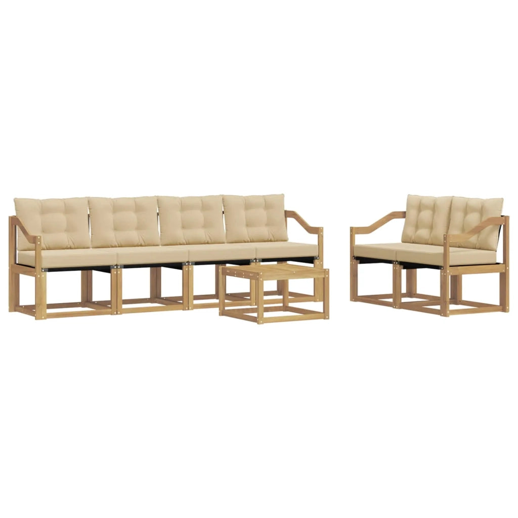 Set di divani da esterno 7 pz Bianco e Beige 3389247