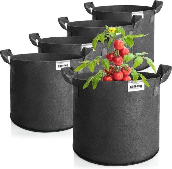 5x Sacchi per Piante da 60 L per Patate e Pomodori - Sacchi di Protezione per Coltivo con Maniglie Reutilizzabili