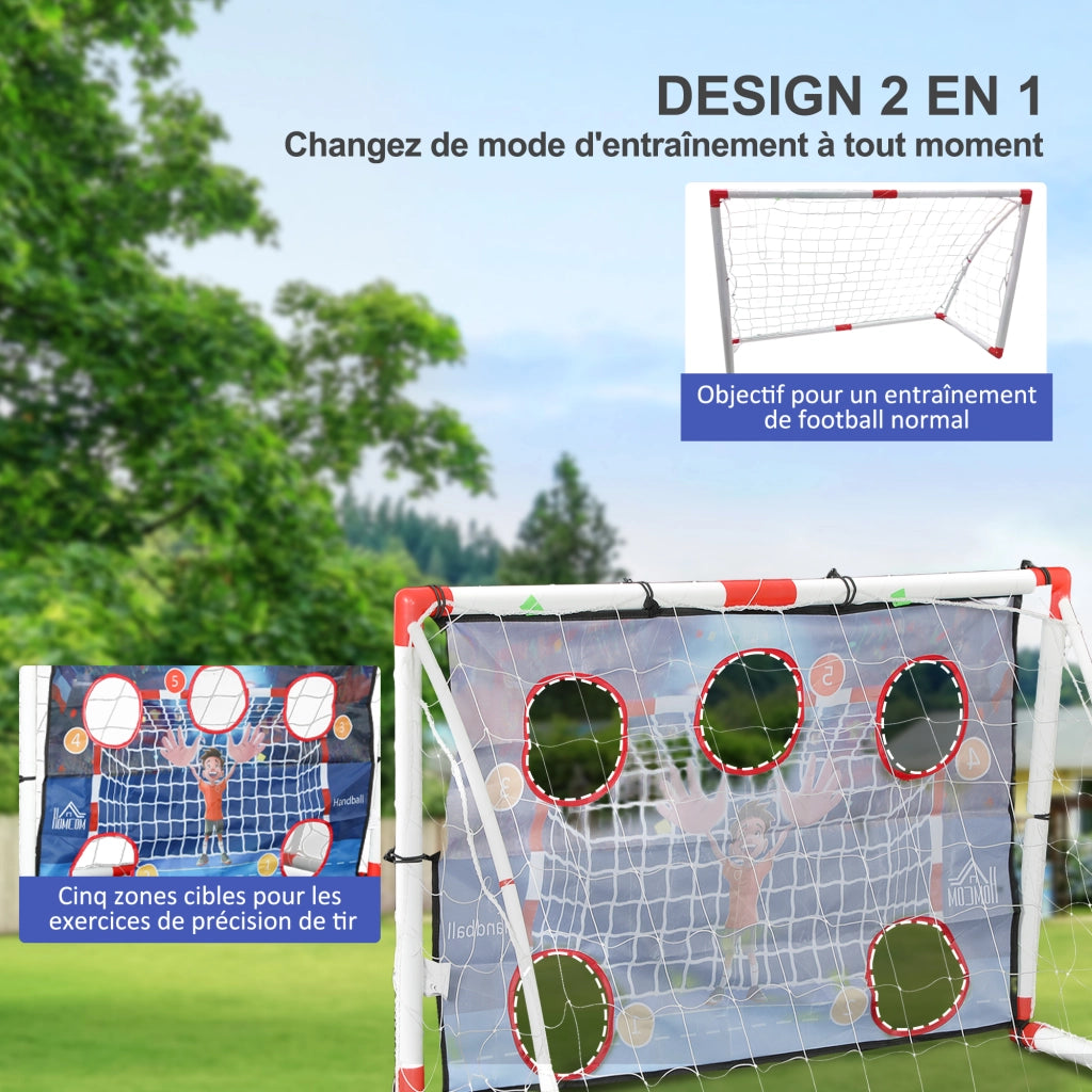 Porta da Handball per Bambini con 5 Zone Bersaglio e Pallone ¨C zephmum ¨C 116x48x76 cm Bianco