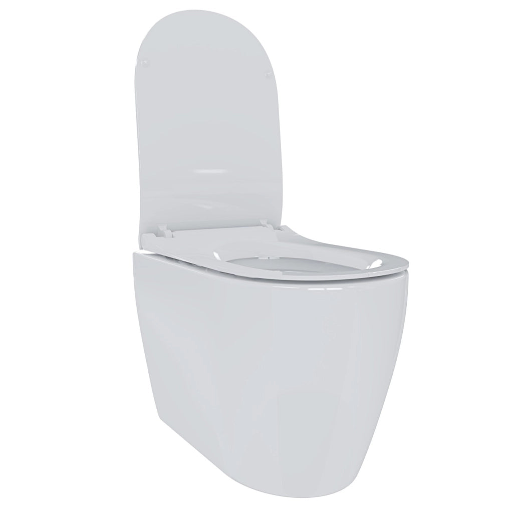 Sanitari Filo Muro Coppia Vaso WC E Bidet In Ceramica Design Moderno Completi Di Copriwater Chiusura Soft Close Ideali Per Arredo Bagno Elegante Colore Bianco Lucido
