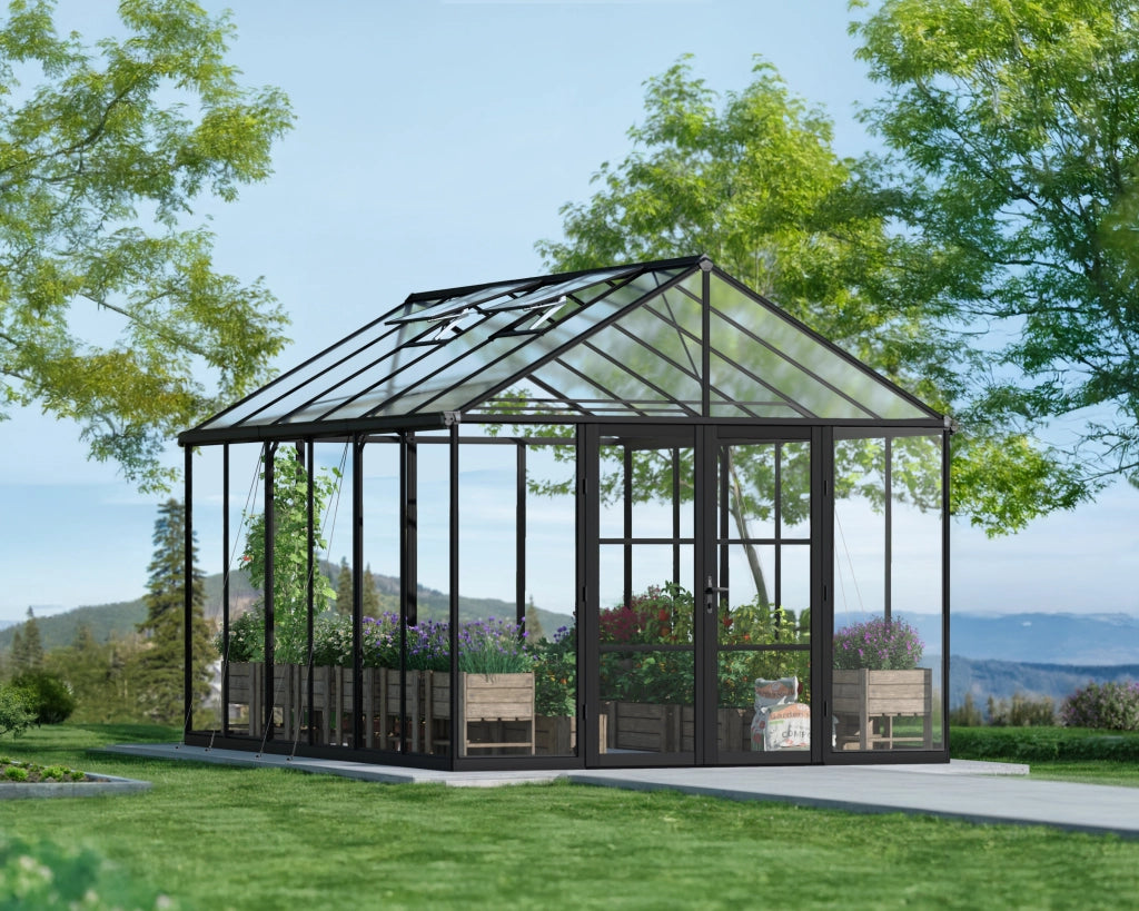 Serra Da Giardino in Policarbonato 458x304x285 cm- colore Nero Canopia ARIA Ibrida