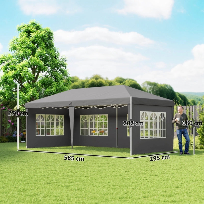 Padiglione circa 3x6m gazebo impermeabile pieghevole con 4 pareti laterali borsa da trasporto protettiva UV per finestre grigia
