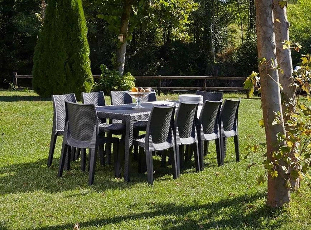 Abbaviva, Tavolo da Esterno 10 Posti Made in Italy, 150x90x72h cm Nero Antracite