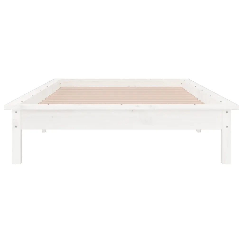 Giroletto LED-Struttura Letto con LED Bianco 75x190 cm Small Single Legno Massello 436748
