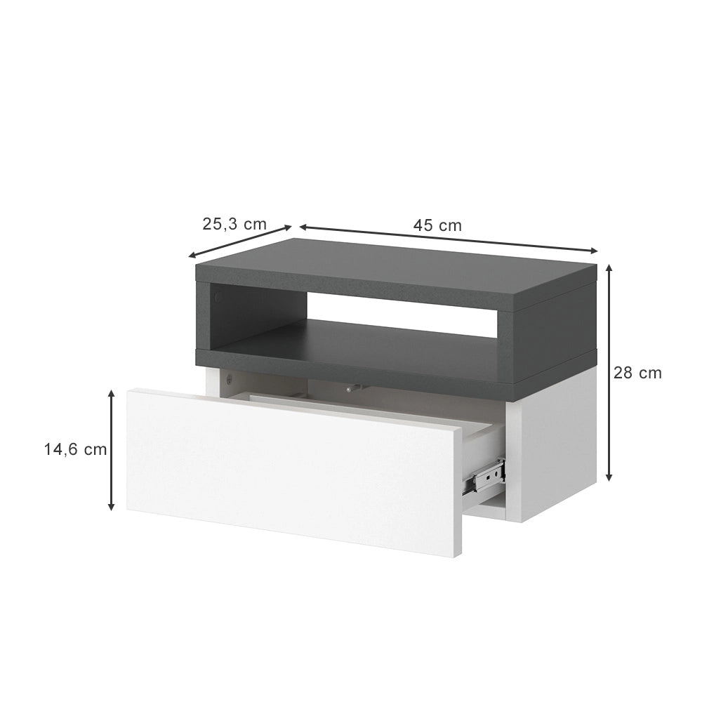 Vicco Comodini camera da letto Antracite 45 x 28 cm