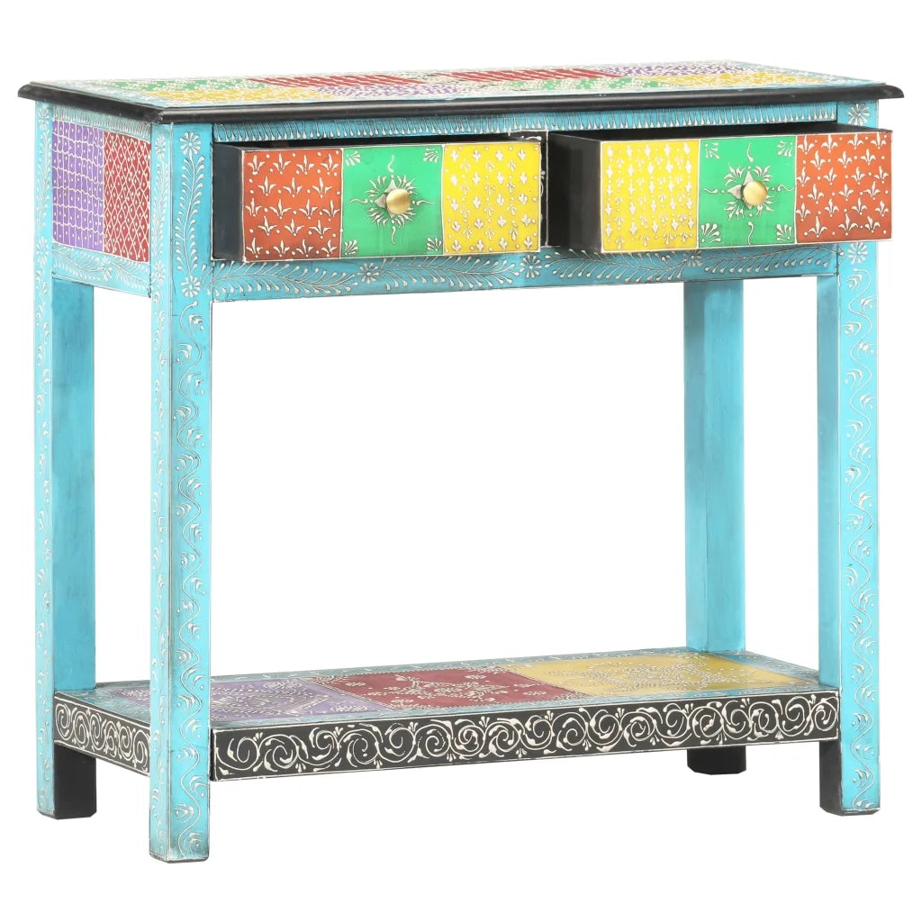 Tavolo Consolle Dipinto a Mano 80x35x75 cm in Legno di Mango cod mxl 64081