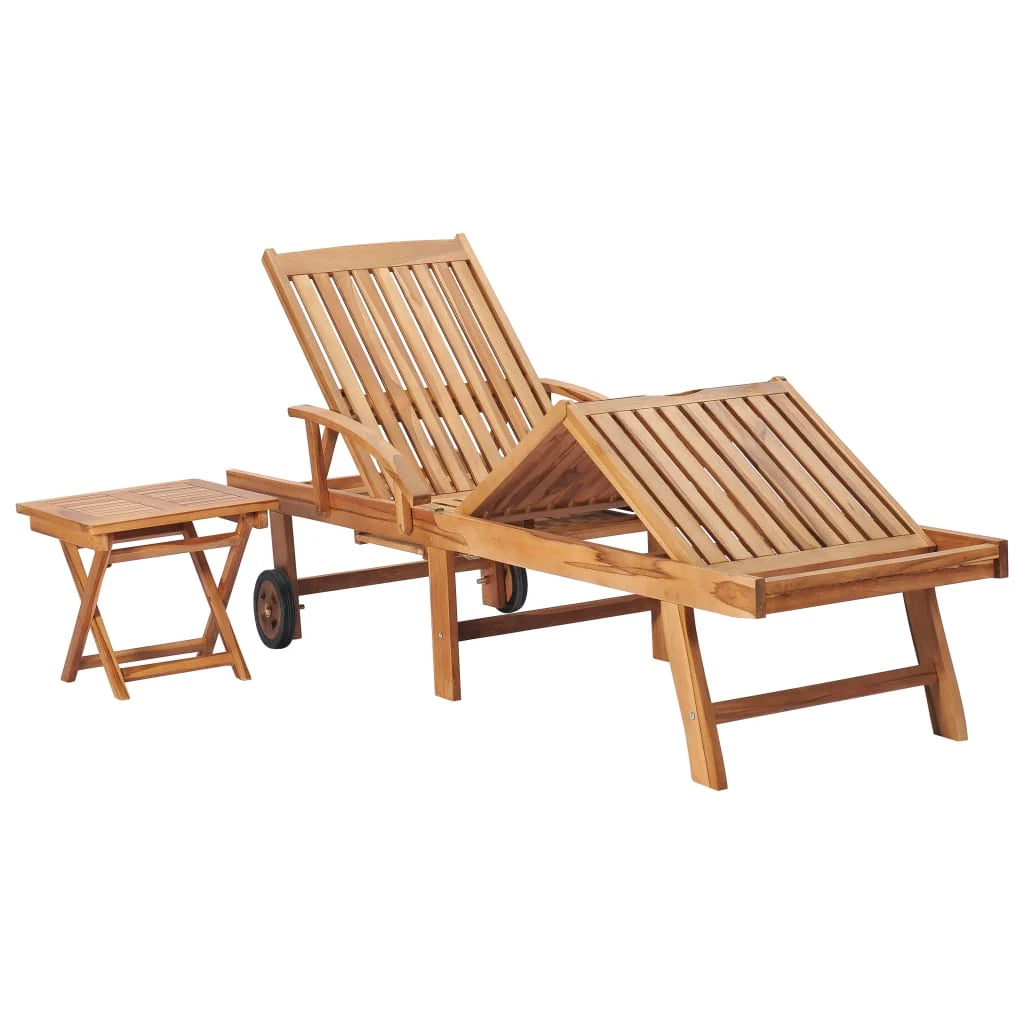 Sdraio sedia a sdraio prendisole lettino da giardino terrazza arredamento da esterno con tavolo e cuscino in legno massello di teak 02_0012649