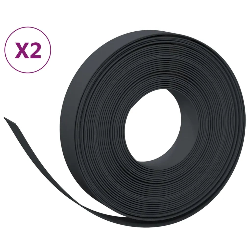 Bordature da Giardino 2 pz Nere 10 m 10 cm in Polietilene 3155432