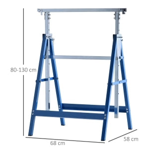 CAVALLETTO DA LAVORO REGOLABILE 68x58x80-130 cm Acciaio Blu Set da 2 pezzi