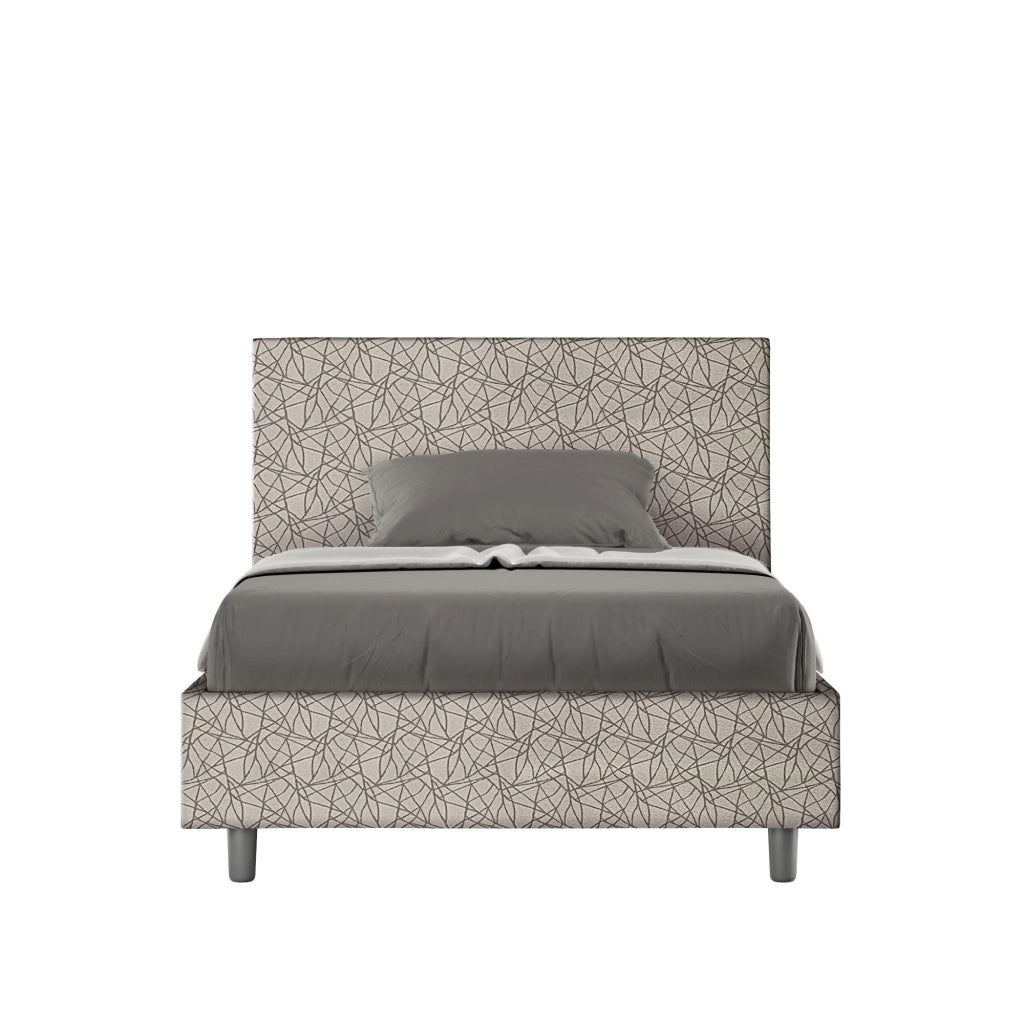 Letto 1 Piazza e Mezzo 120x190 cm con Rete e Contenitore Adele Era 02 Grigio