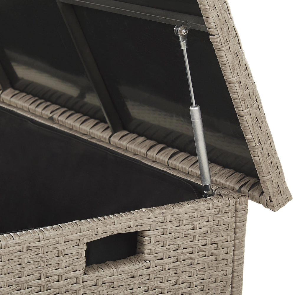 Cesta baule portaoggetti per esterni Cuscino da giardino in finto rattan beige 126 x 46 cm