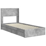 Letto singolo | Letto per adulti | Struttura del letto con stoccaggio e testata Grigio Cemento