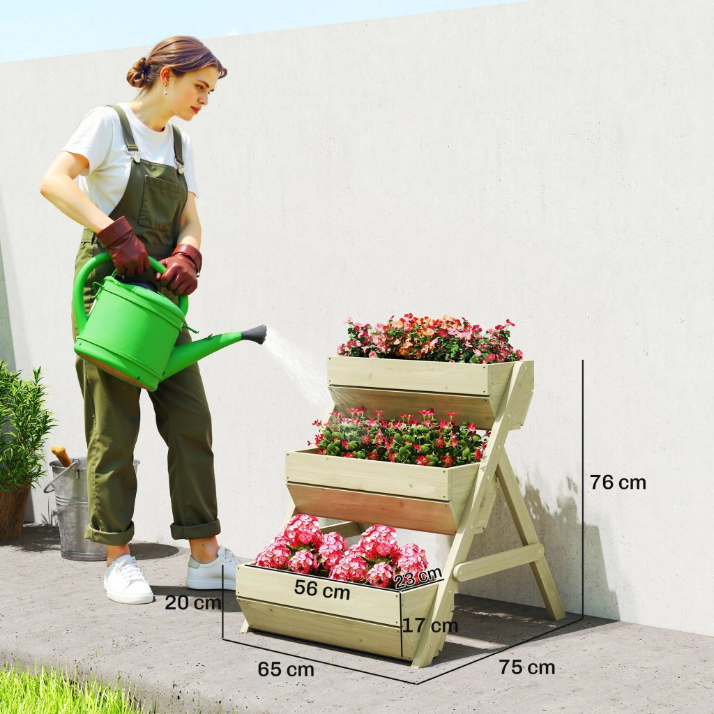 Fioriera Giardino Legno 3 Livelli ¨C Zephmum ¨C Verde 65x75x76cm