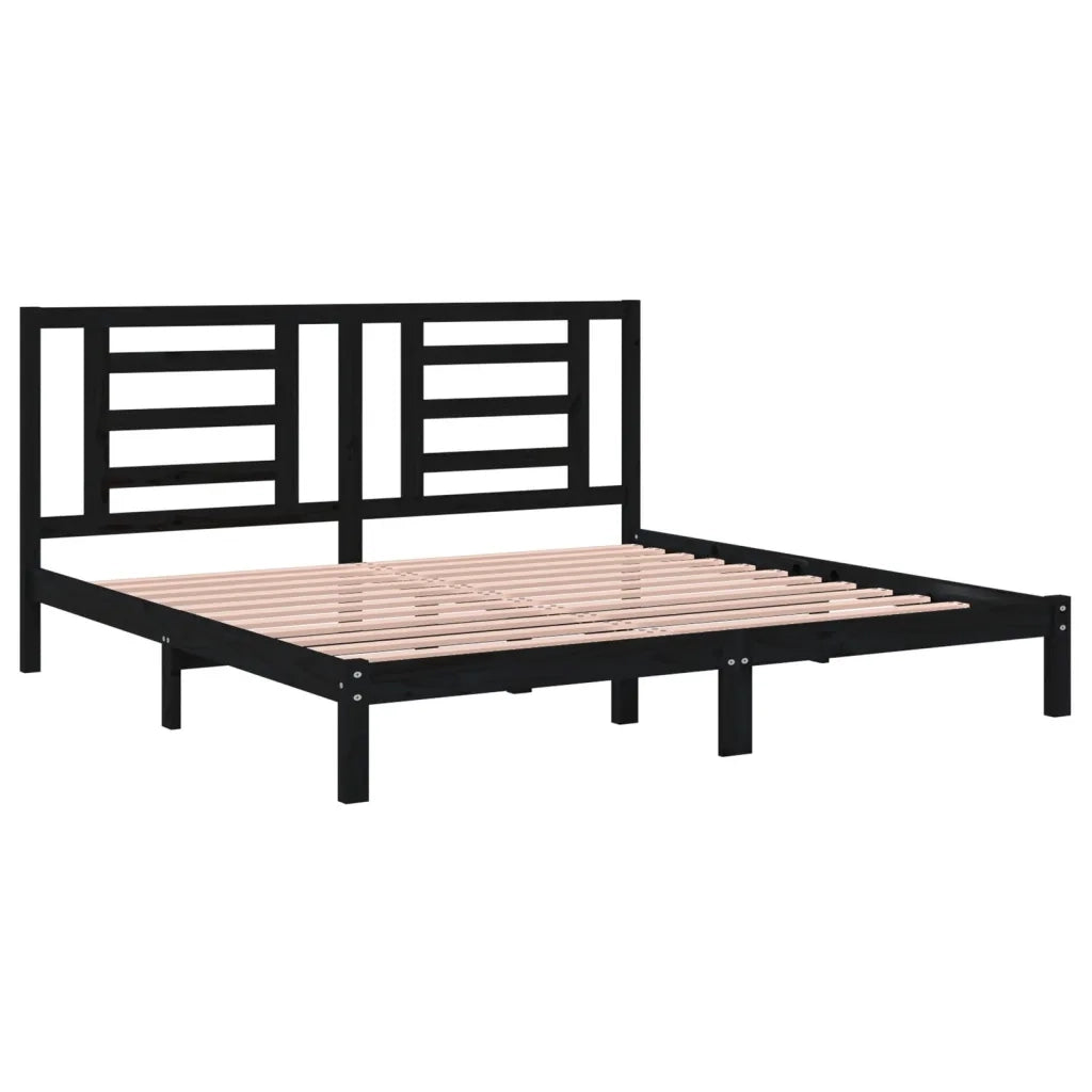 Giroletto Nero in Legno Massello di Pino 200x200 cm 3104372