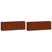 2 pz Fioriere | Cassetta per fiori | Vaso da Parete Ruggine in Acciaio Corten 53x10x17 cm