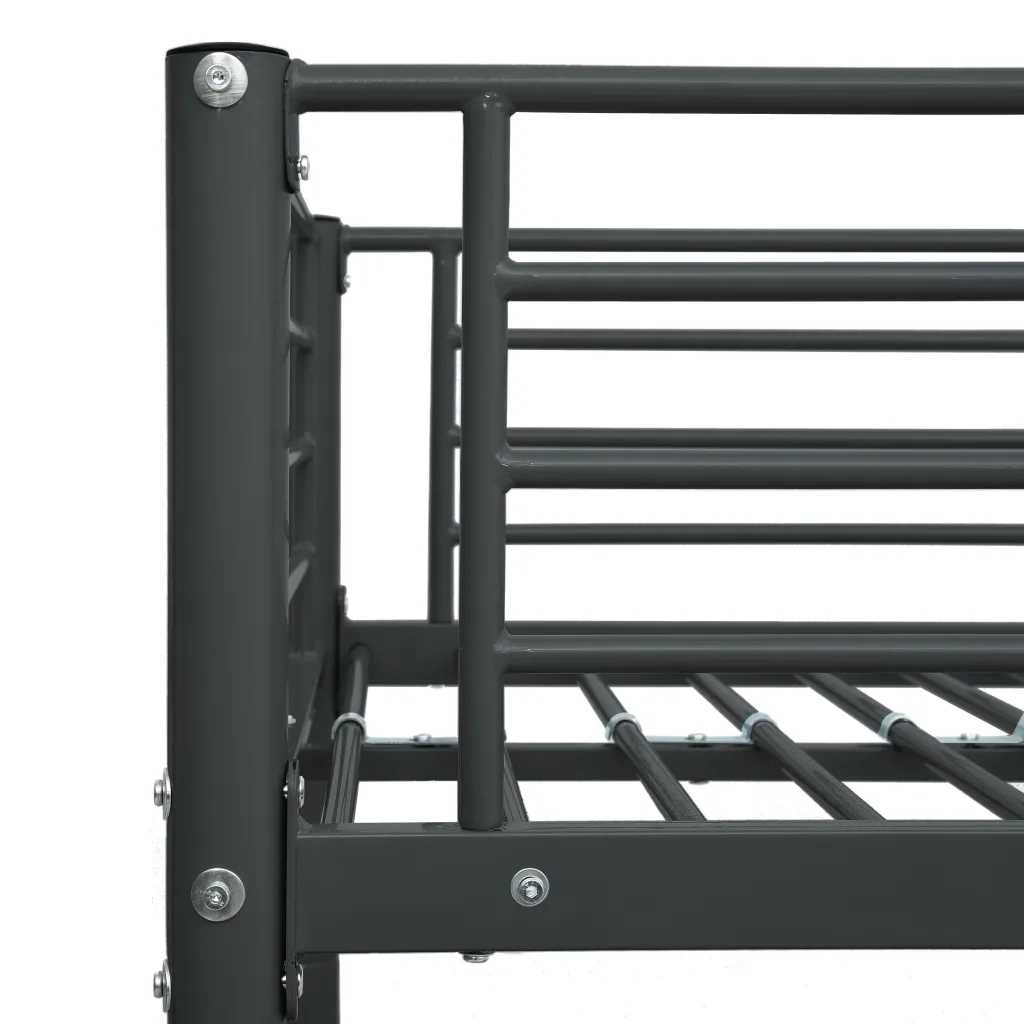 Letto a Castello Nero in Metallo 140x200 cm/90x200 cm cod mxl 63896