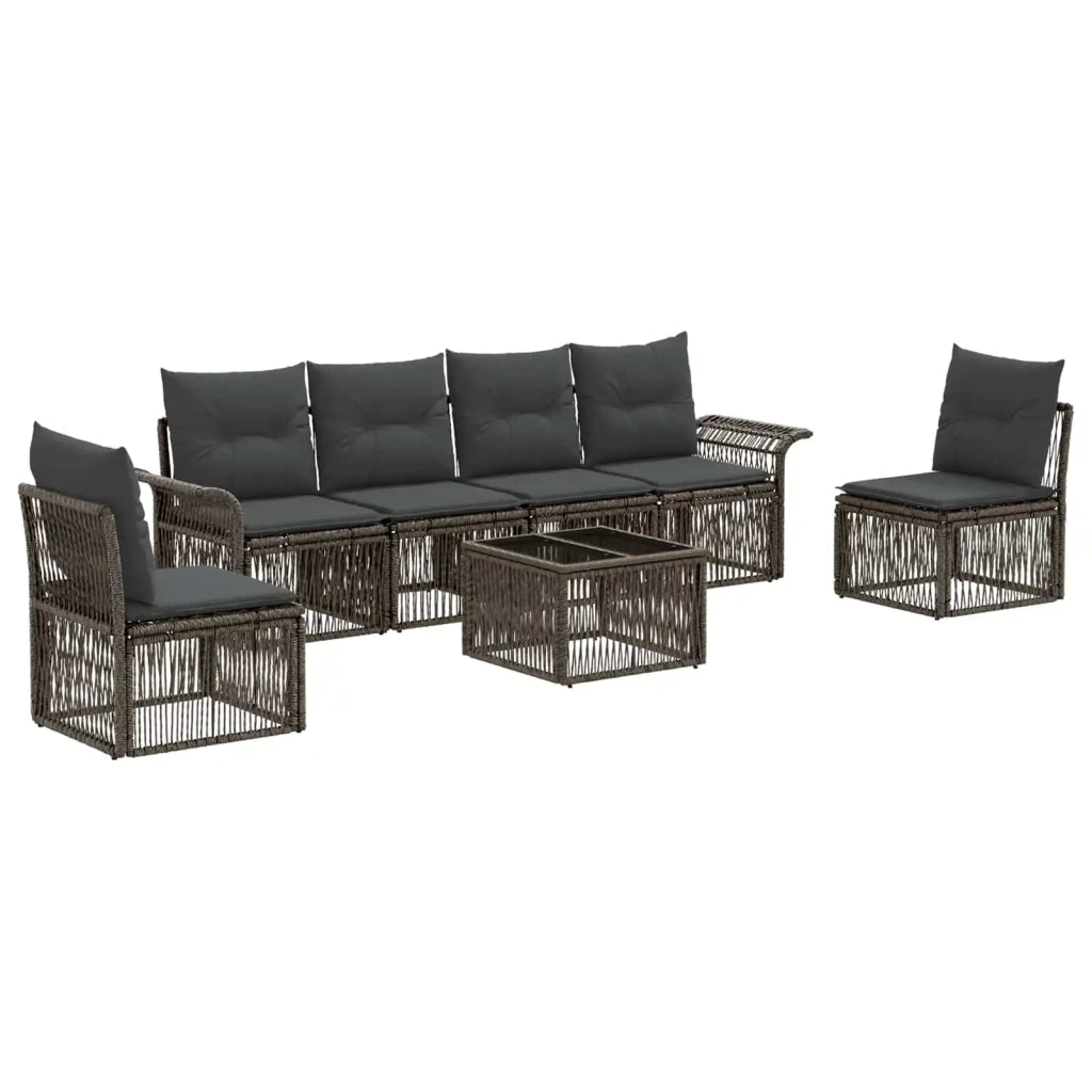 Set Divano da Giardino 7 pcs Grigio polyrattan 3434795