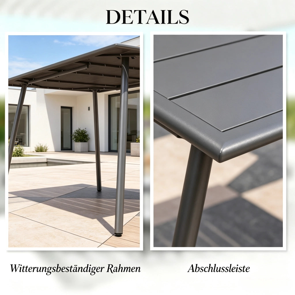 TAVOLO da giardino per 6 persone 150x80x74 cm in acciaio grigio