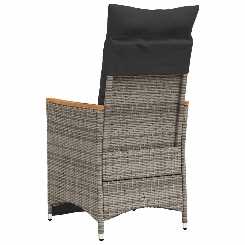 Sedia Reclinabile da Giardino con Cuscini Grigia in Polyrattan 365665