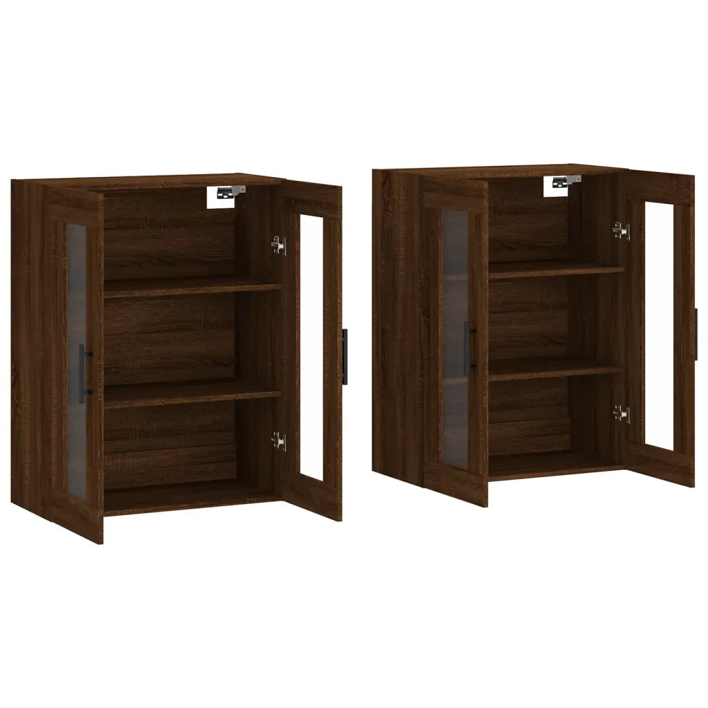 Armadietti a Parete 2 pz Rovere Marrone in Legno Multistrato 3197968
