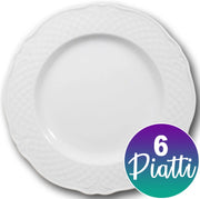 6 PIATTI PIANI MALAGA IN CERAMICA BIANCHI 26 CM