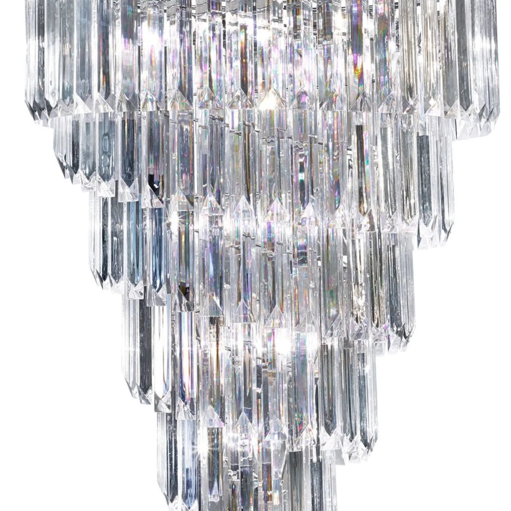 Lampadario Contemporaneo Sigma Acciaio Cromo Policarbonato 9 Luci E14