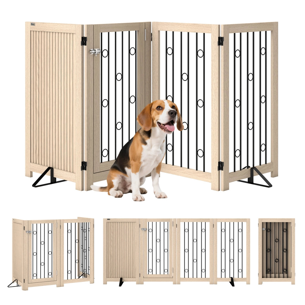 Cancello per animali domestici ¨C zephmum ¨C Grigio, MDF, Acciaio, 4 Pannelli
