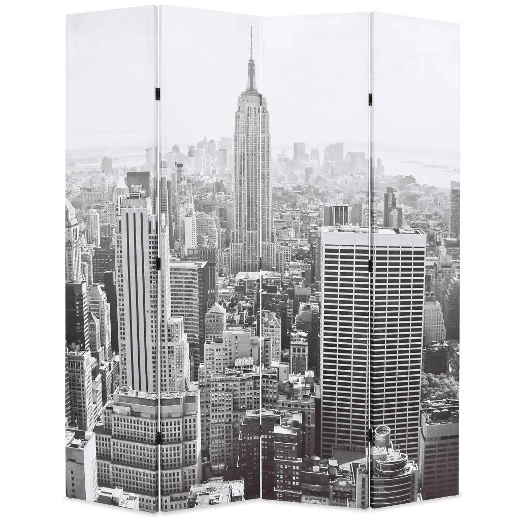 Paravento pieghevole divisorio mobile decorativo 160 cm New York bianco e nero 0802019