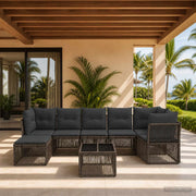 Set Divano da Giardino 8 pz Grigio polyrattan 3434300