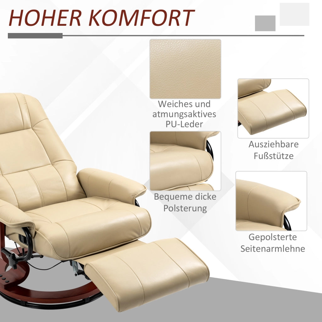 Poltrona relax reclinabile in similpelle ¨C zephmum ¨C 78x87x100 cm, crema