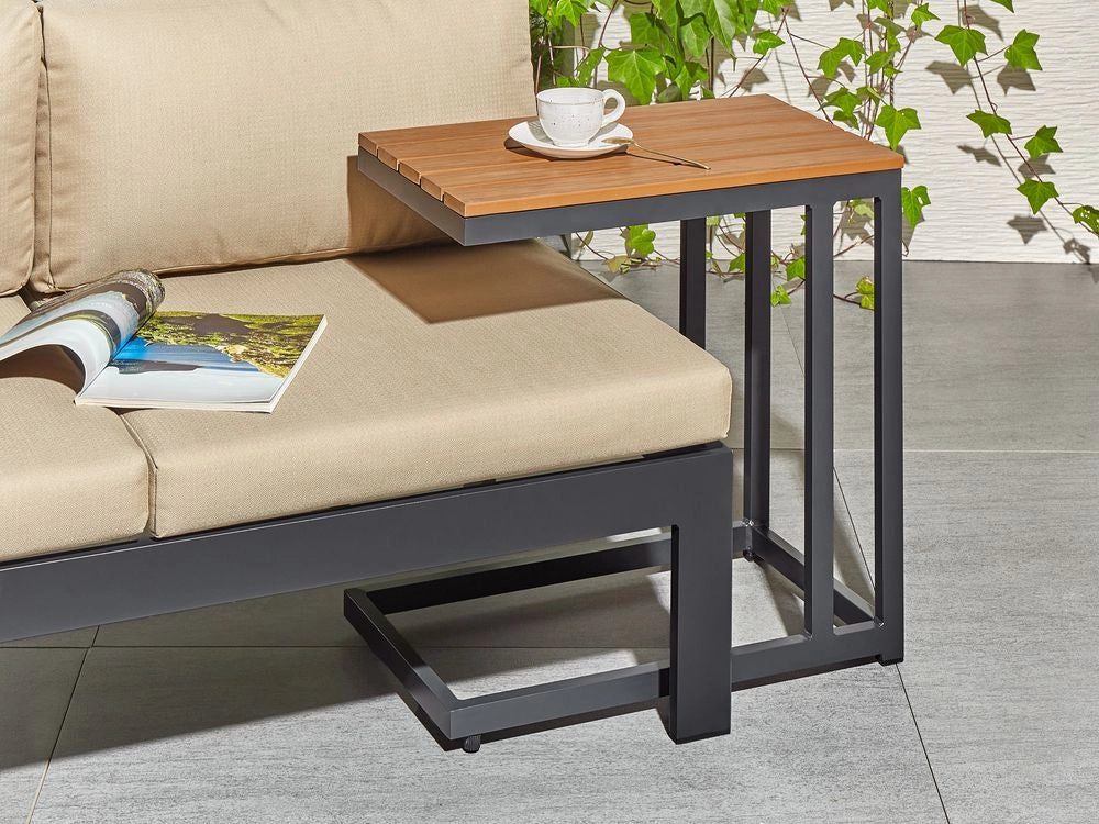 Tavolino da giardino Piano in legno plastico chiaro Struttura in alluminio nero