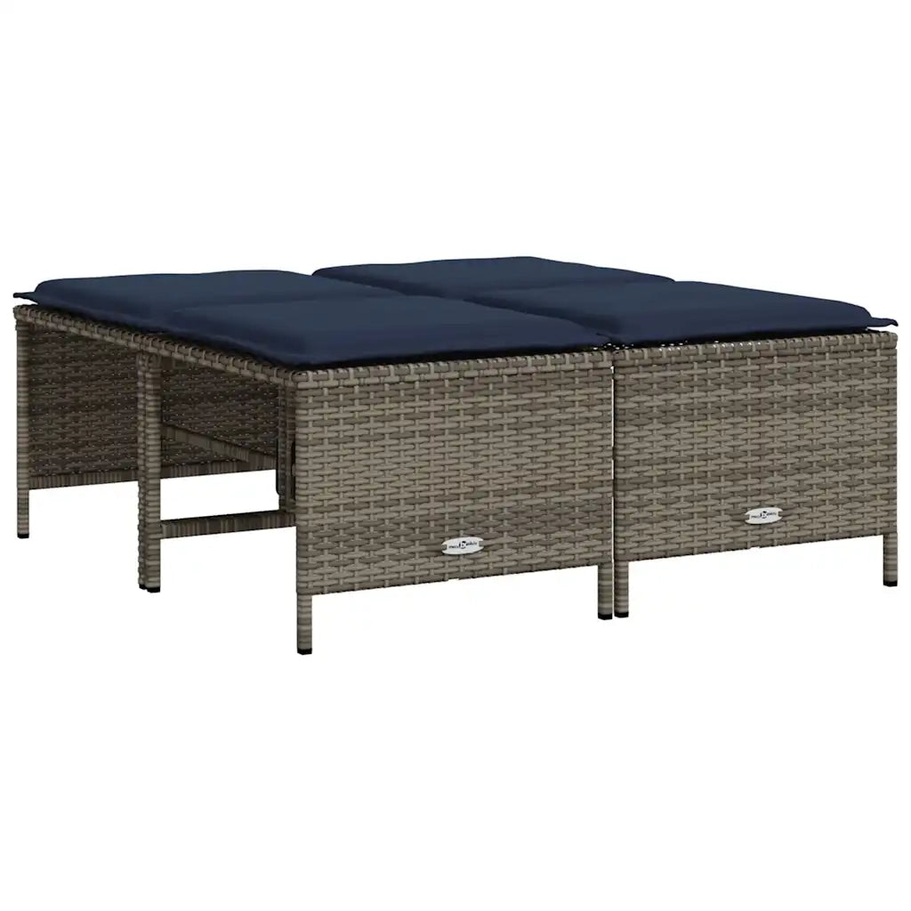 Sgabelli da giardino con Cuscini 4 pz in Polyrattan Grigio 368369