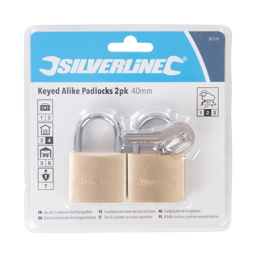 Silverline - Set di lucchetti con chiavi identiche 2 p.zi