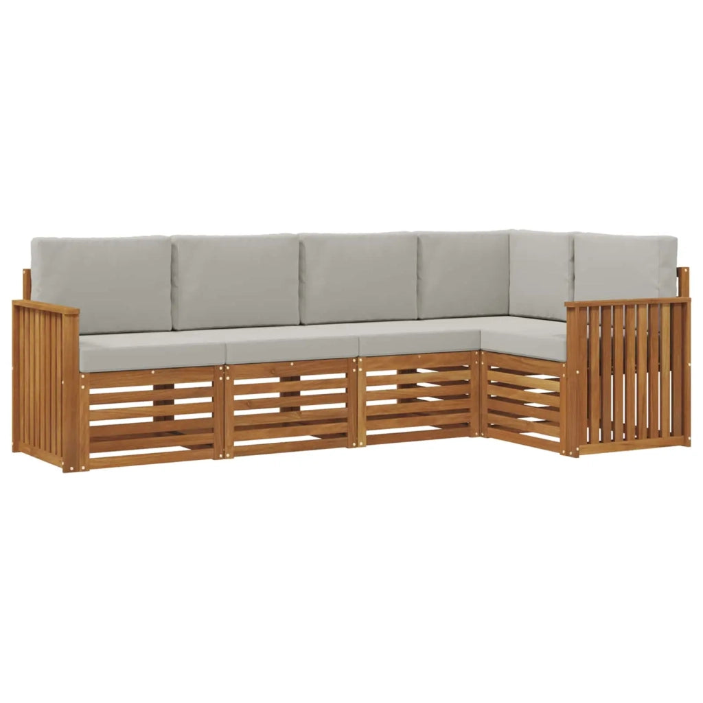 Set divano sezionale con cuscino 5 pcs Grigio Naturale e Chiaro 3374806