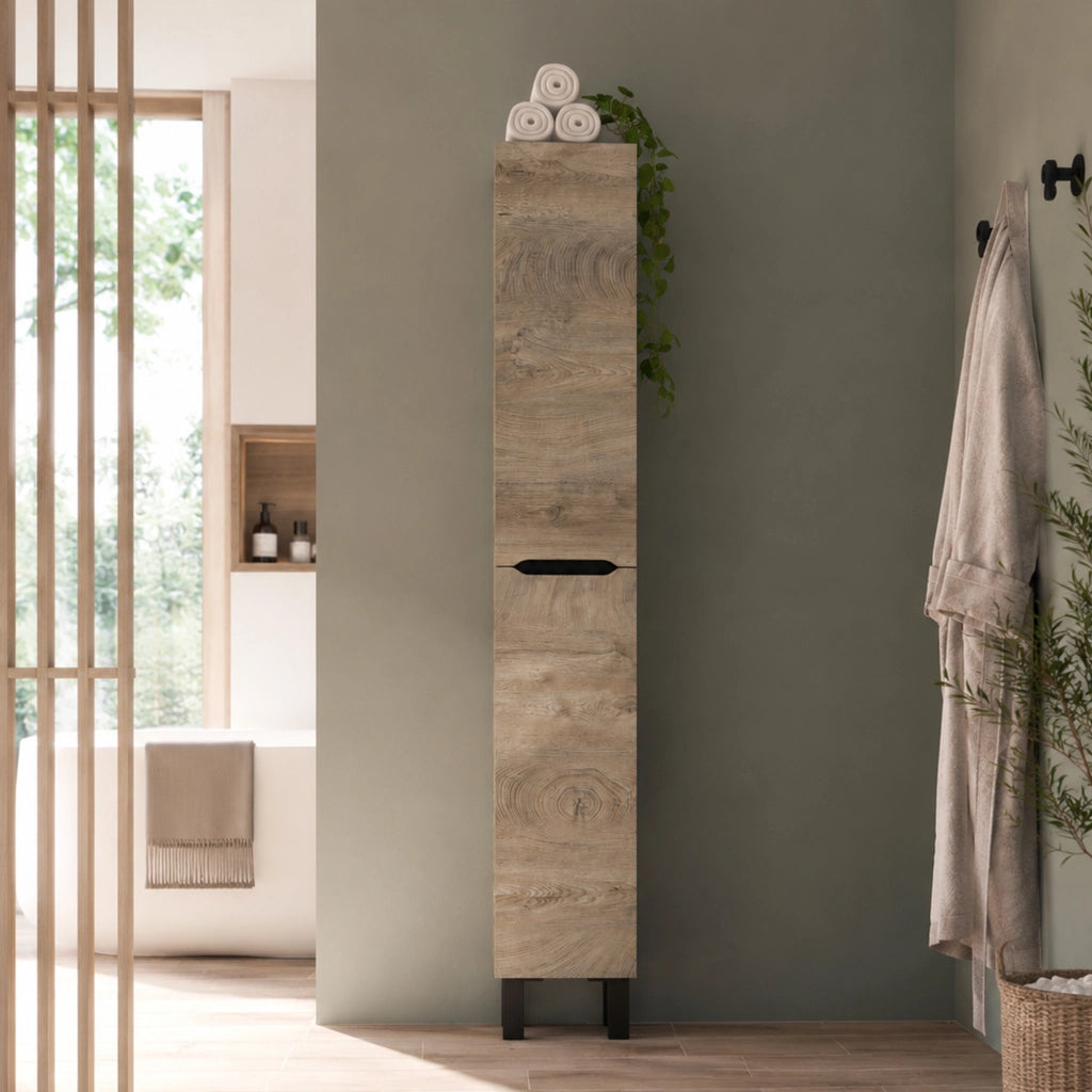 Trogir, Mobile Colonna 3 Ripiani, 30x25x182h cm Marrone Rovere Grigio
