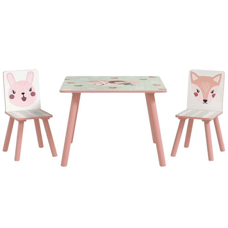 SET Tavolo e 2 sedie 60x60 cm Legno di pino Rosa