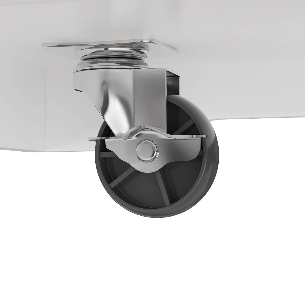 Isola da cucina mobile bianca 120x50x92 cm con cassetti, ante e vano rifiuti